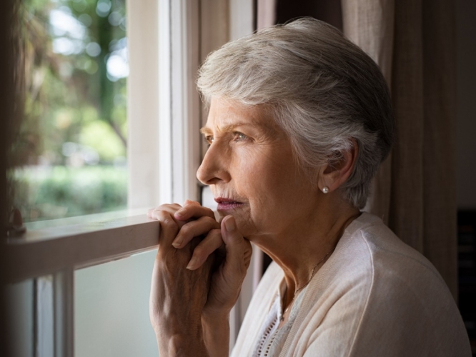 Dementia lonely senior woman