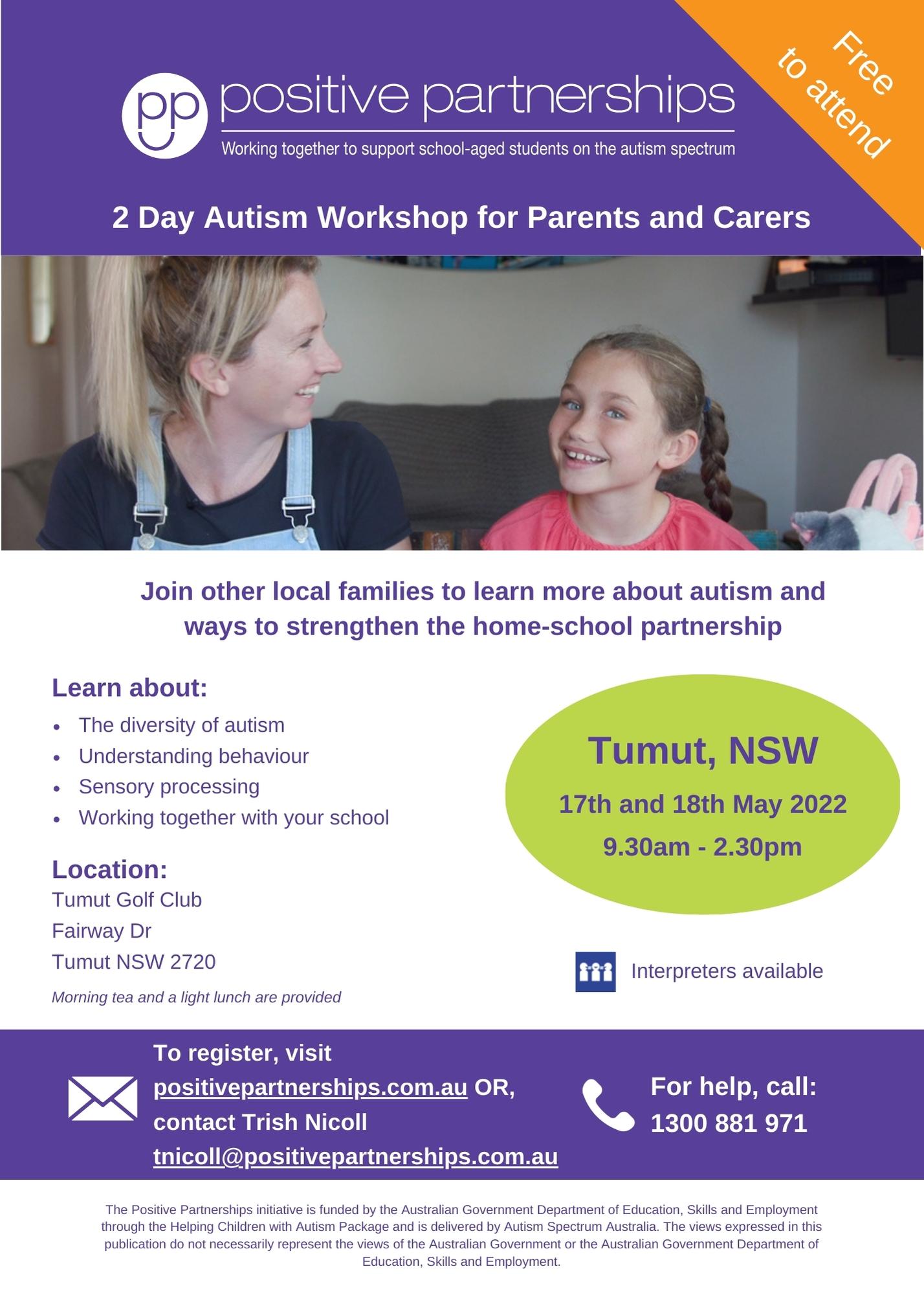 Autism Worskhop Tumut 2 Day PC Flyer