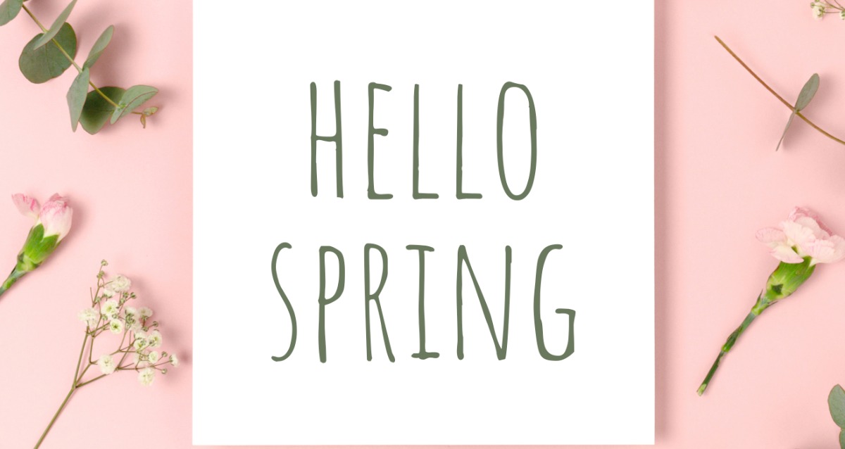 Quote hello spring with a floral background