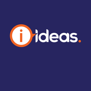 IDEAS logo on blue background.