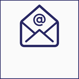 Image of letter with at symbol in it indicating an email.