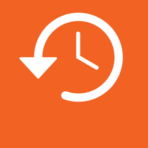 Image of clock going in reverse on orange background.