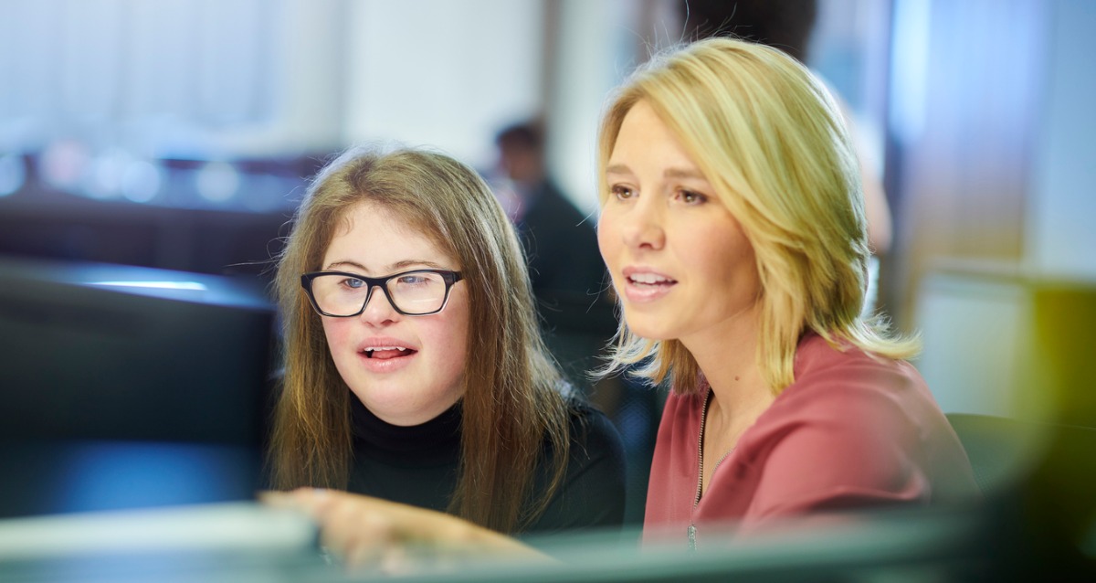 Young lady with her support worker