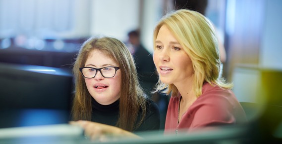 Young lady with her support worker