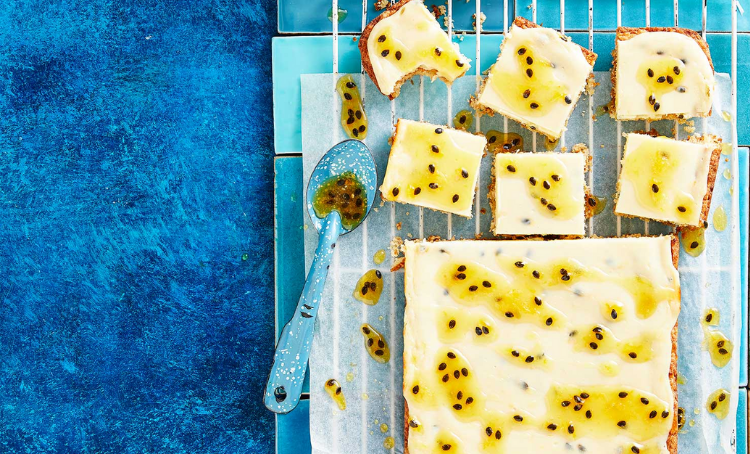 Image of passionfruit slice on a plate