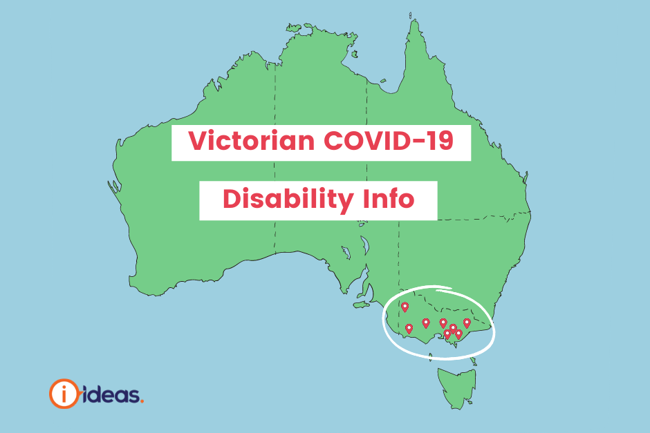 Map of australia, pins on Victoria - Victorian COVID19 Disability Information