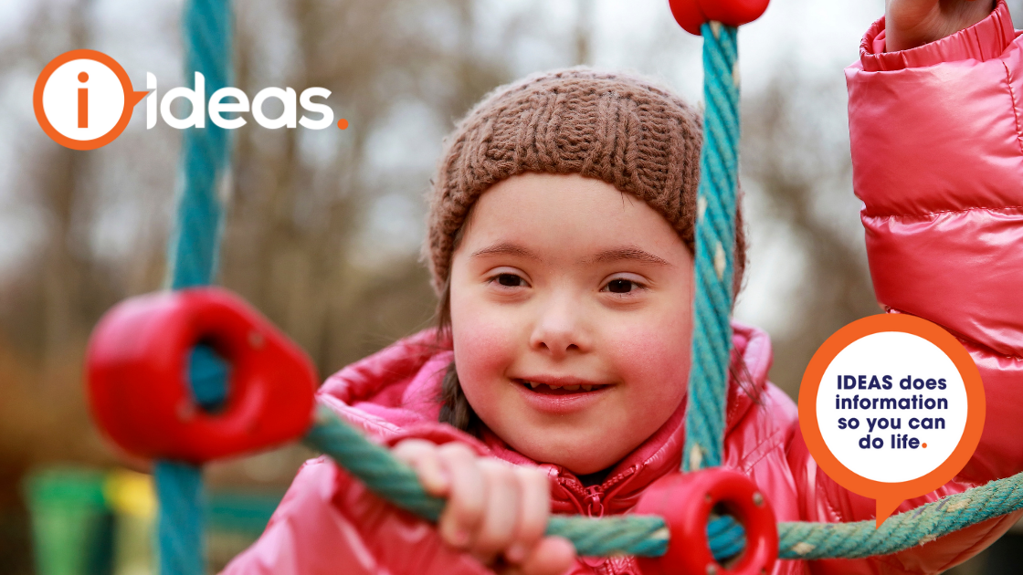 happy child in a playground climbing a net