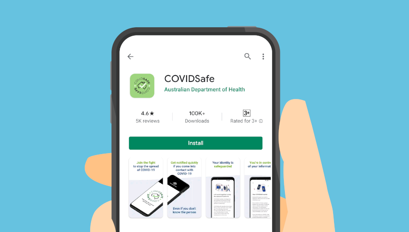 Image of Android Play COVIDSafe App inside the google play store.