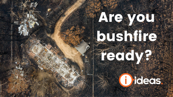 aerial view of driveway and burnt house and bush