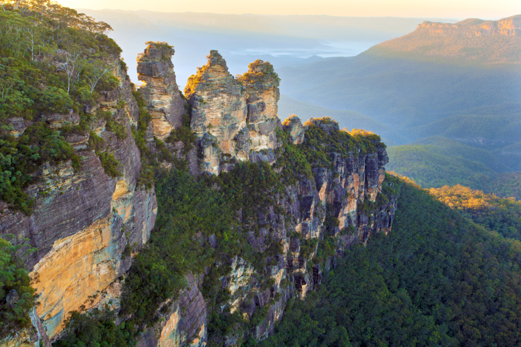 Photograph of The Three Sisters Landmark overlooking a valley