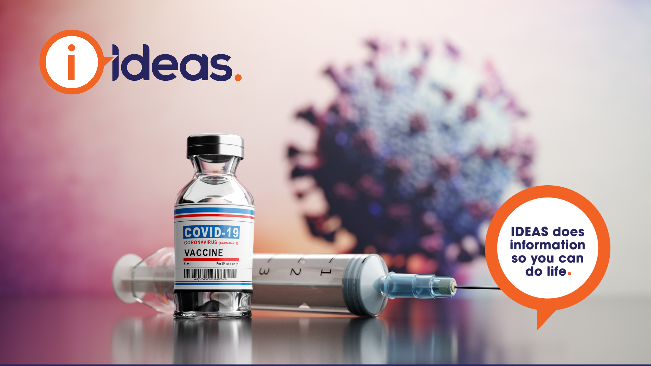 vaccine bottle and syringe with covid spore