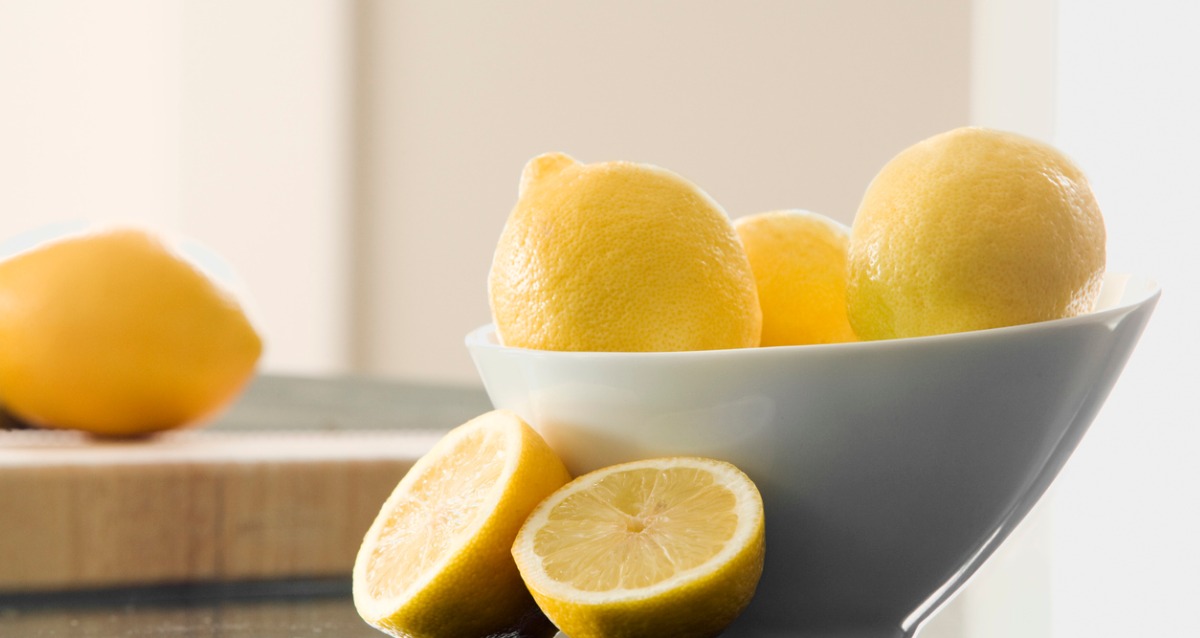 Lemons in a white bowl