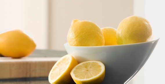 Lemons in a white bowl