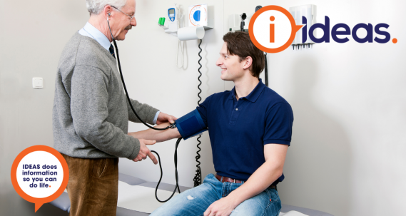 A doctor checks the blood pressure of a patient.