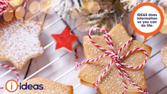 shortbread stars tied with red and white string