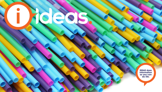 Plastic straws in multi-colours.