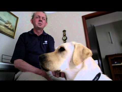 Man sitting with his dog