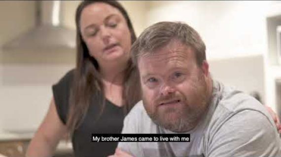 Picture of Christie and her brother James in the kitchen