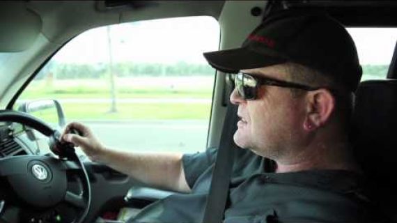 Man driving a truck