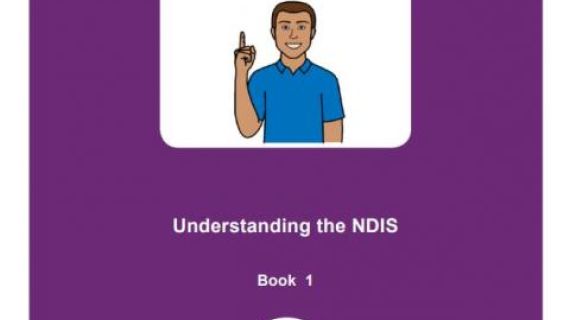 Man with speech bubble that has NDIS inside it