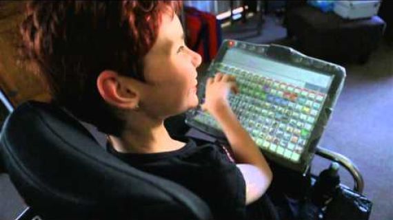 Picture of child in her wheelchair