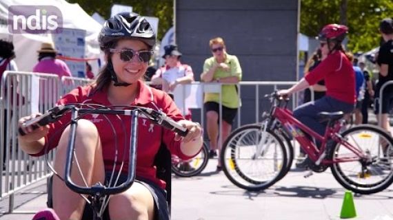 Picture of people riding bikes at the disability sport recreation festival