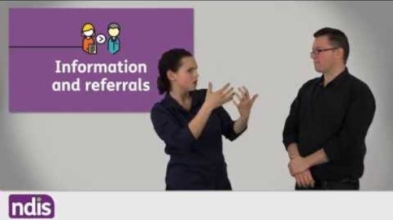 Woman signing to a man