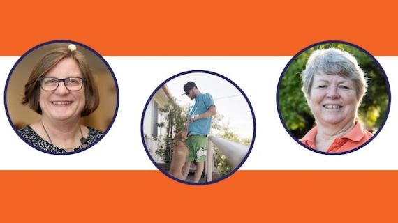 Individual portraits of two women and a man