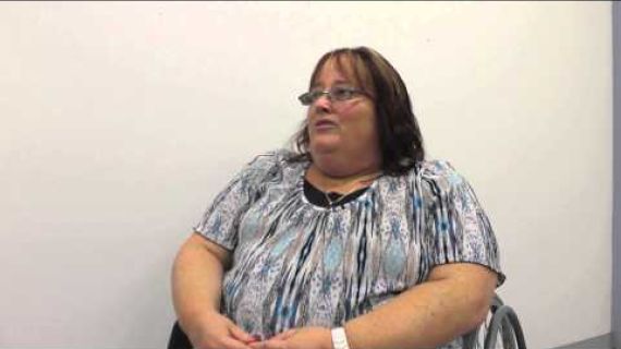 Lady sitting in a wheelchair