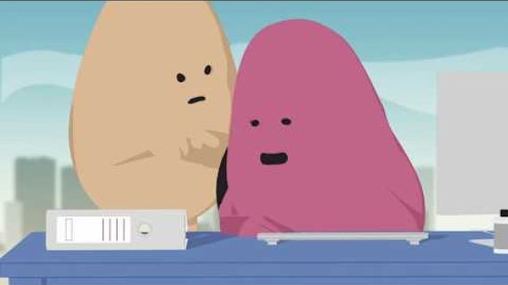 Image of yellow animated figure in a wheelchair rolling up an incline.