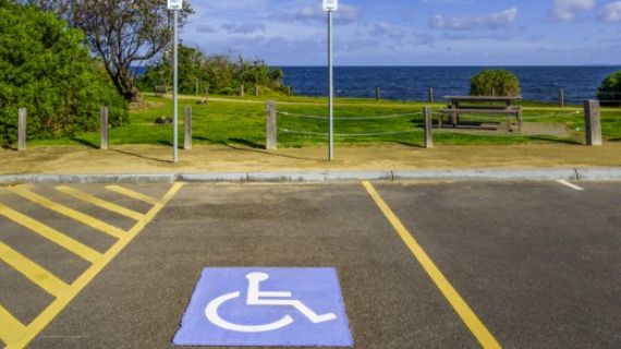 Disability parking space looking towards the ocean