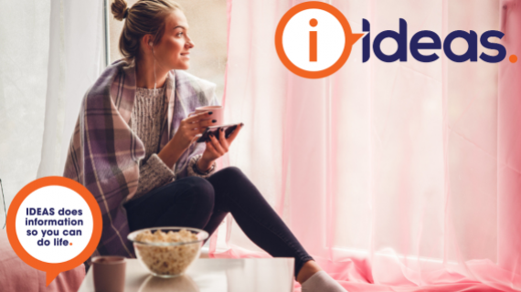 Lady listening to a podcast