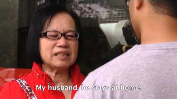 Lady speaking to a man