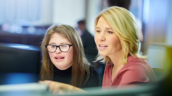 Young lady with her support worker